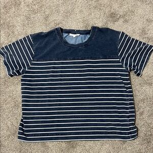 Jane and Delancey Dark Blue and White Striped Top